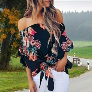 Floral Print Off Shoulder Blouse